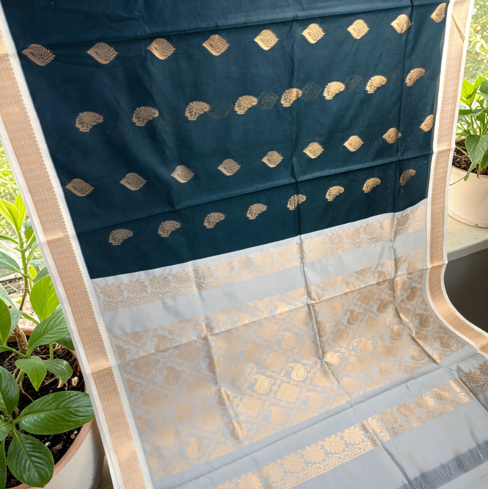 Premium Kanchi Soft Silk Saree Dark Teal